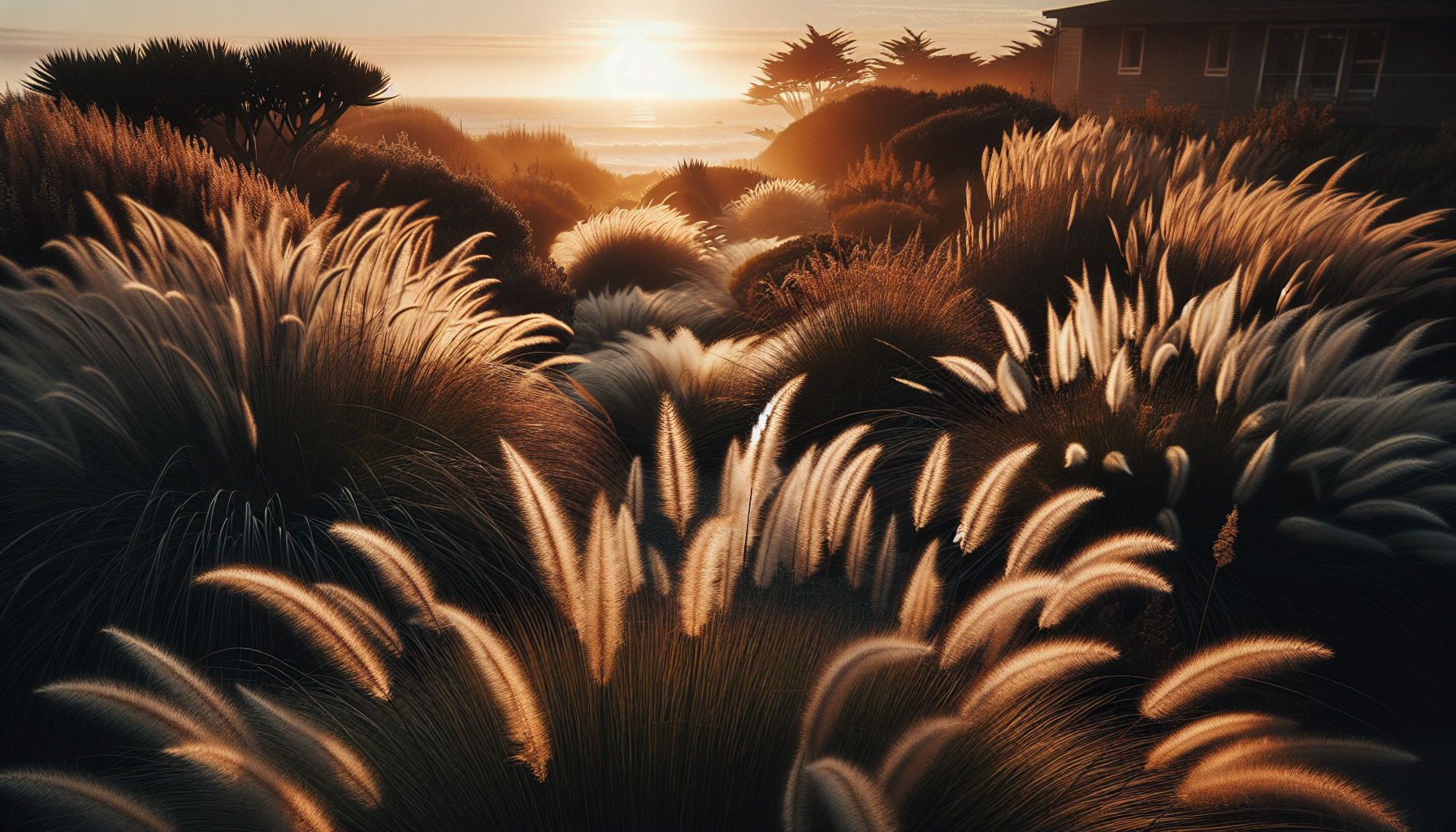 Native grasses moving in coastal wind
