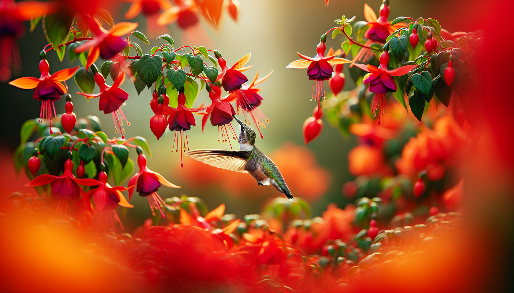 Coastal garden filled with wildlife activity