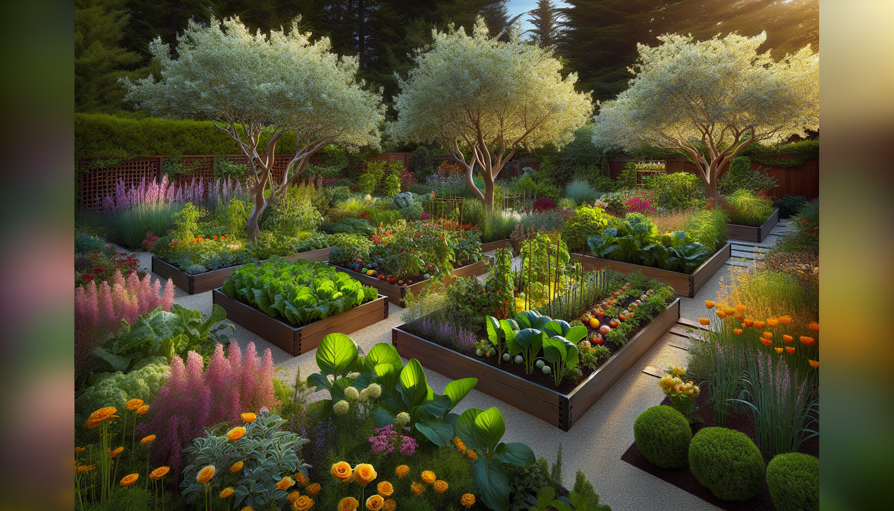 Bay Area backyard with diverse fruit trees