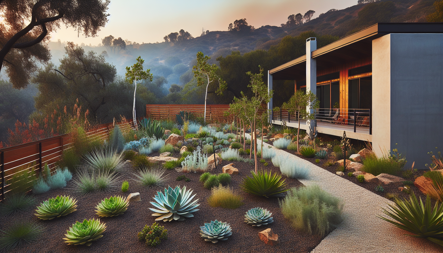 Fire-smart defensible space zones around home