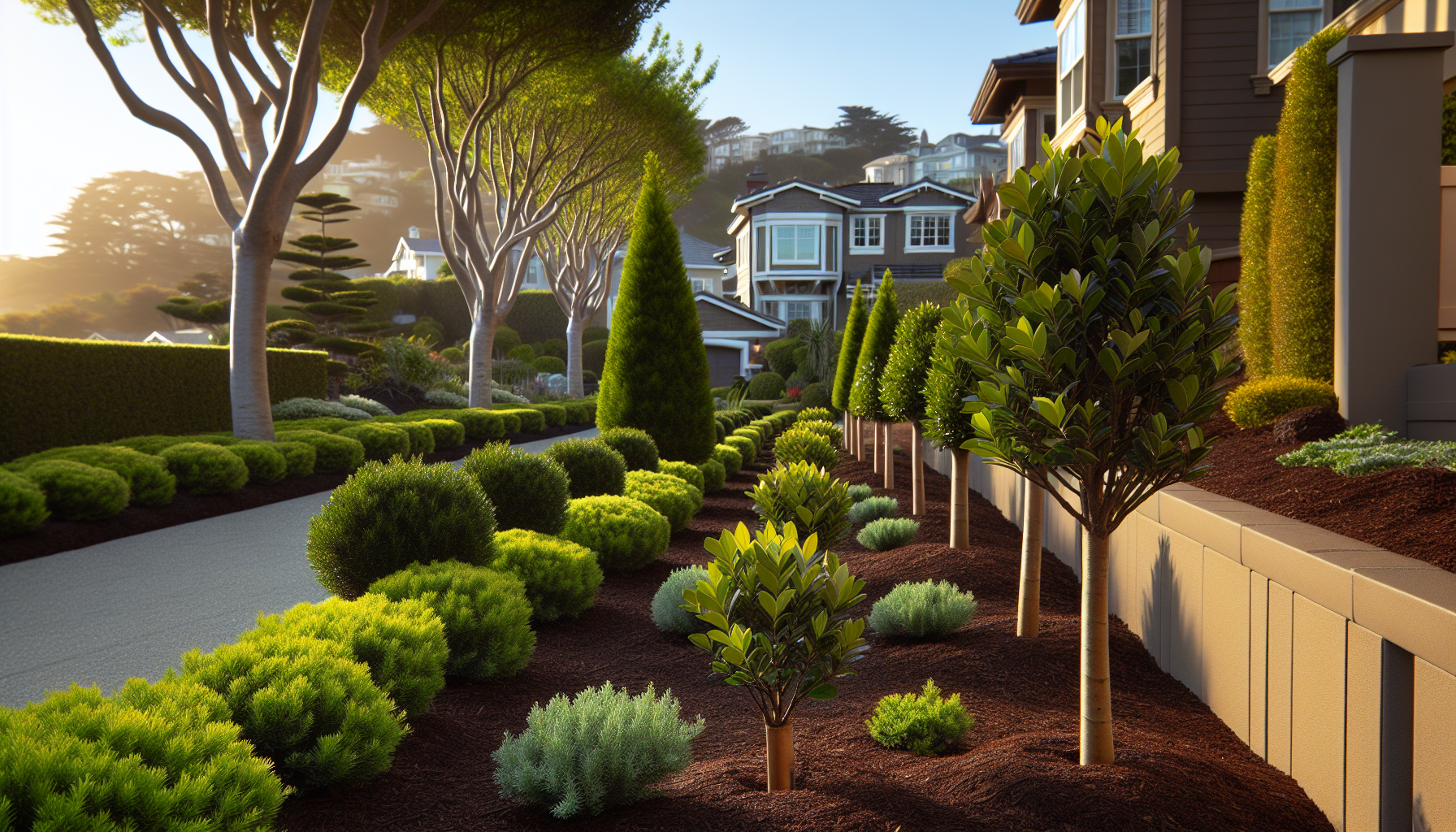 Formal hedge installation with Portuguese Laurel