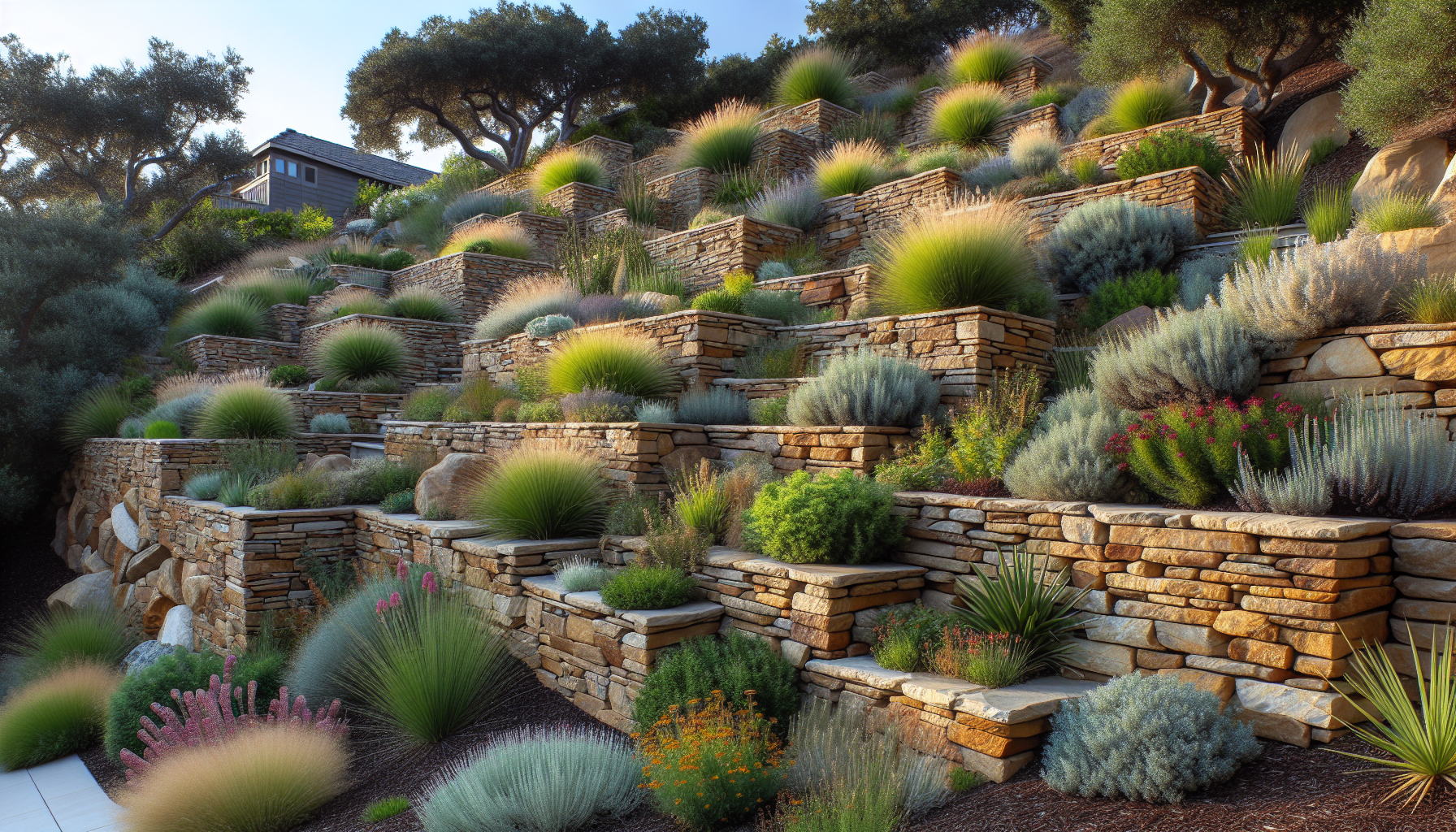 Natural stone retaining walls