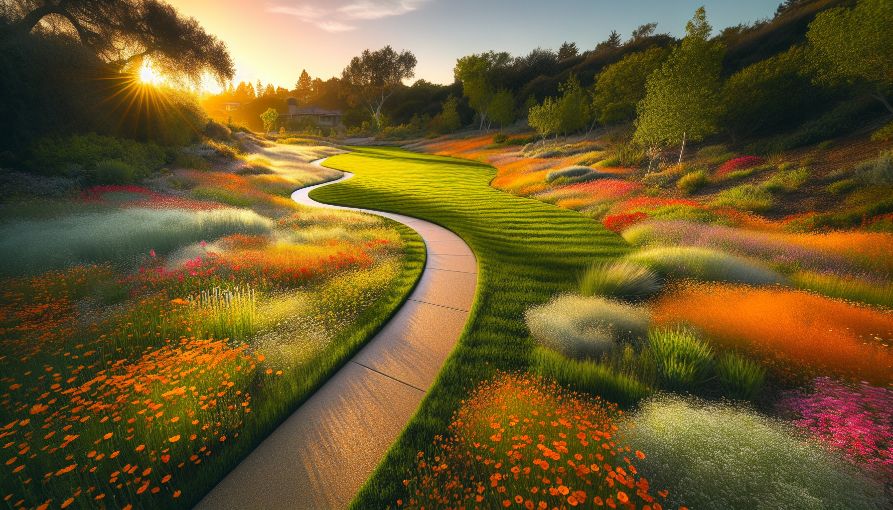 Mowed path through native meadow