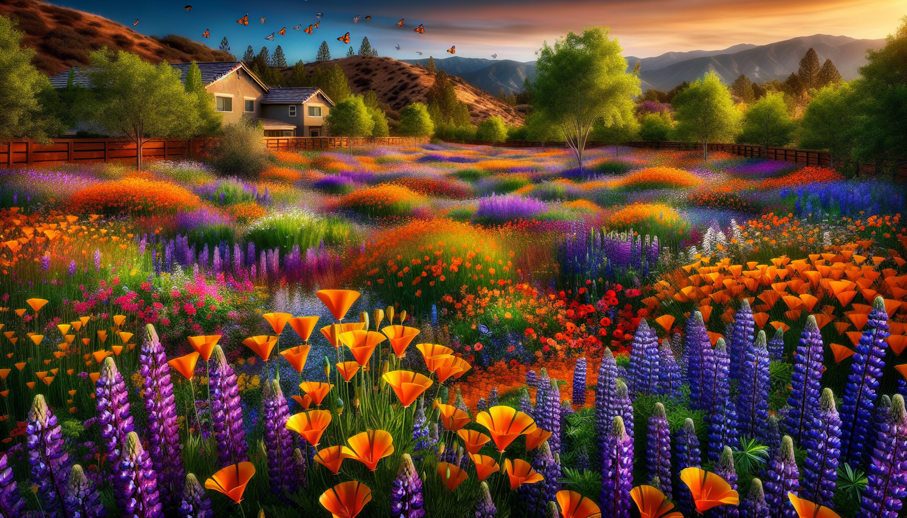 California poppies and lupines in bloom