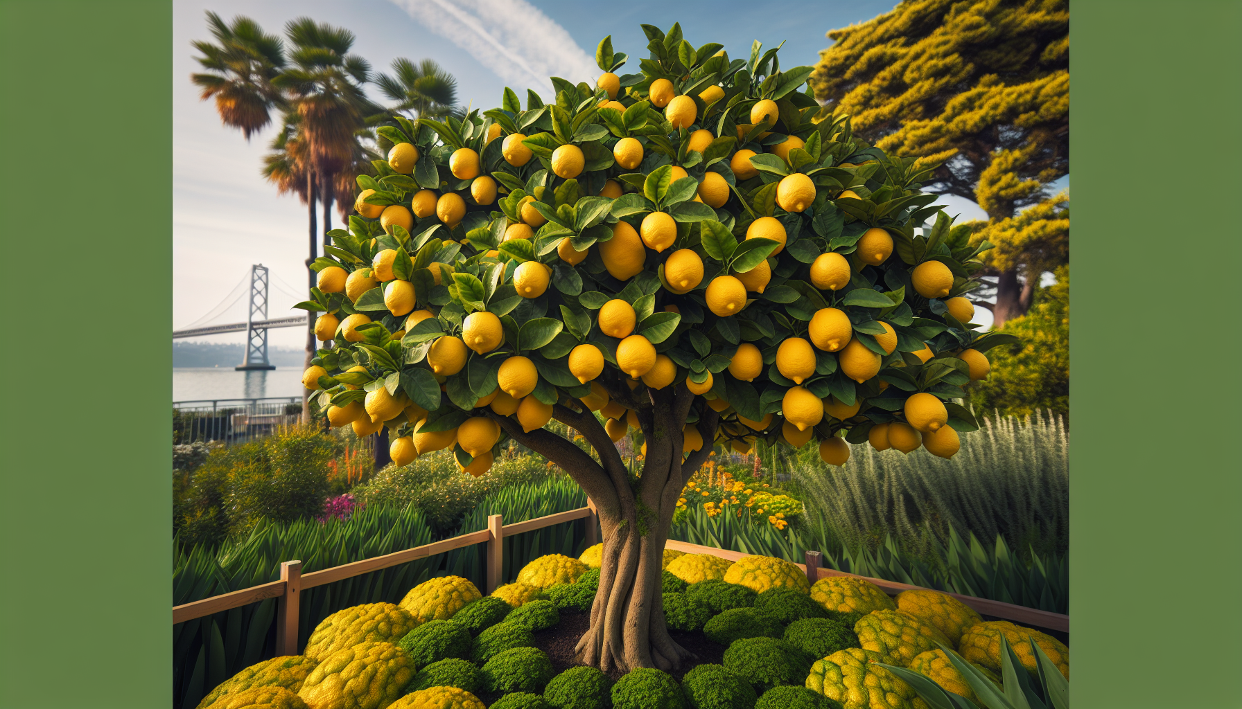 Meyer lemon tree heavy with fruit