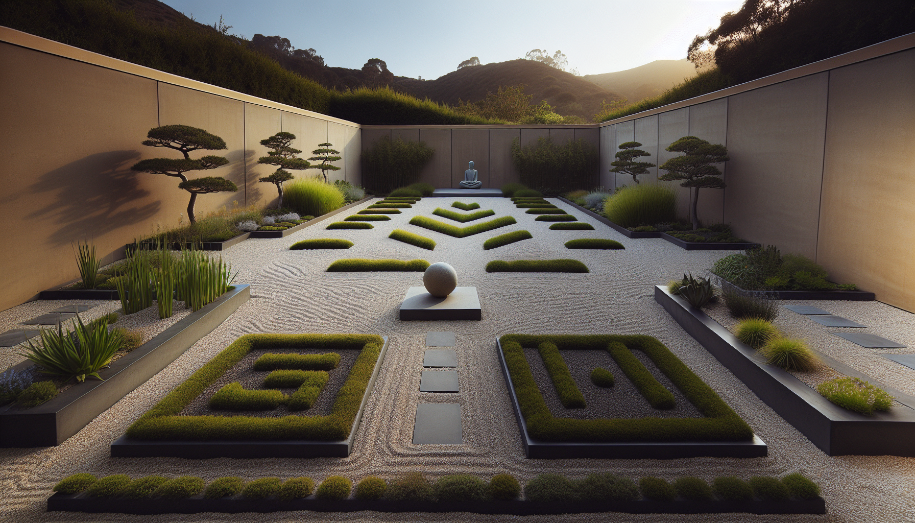 Gravel accents in minimalist garden