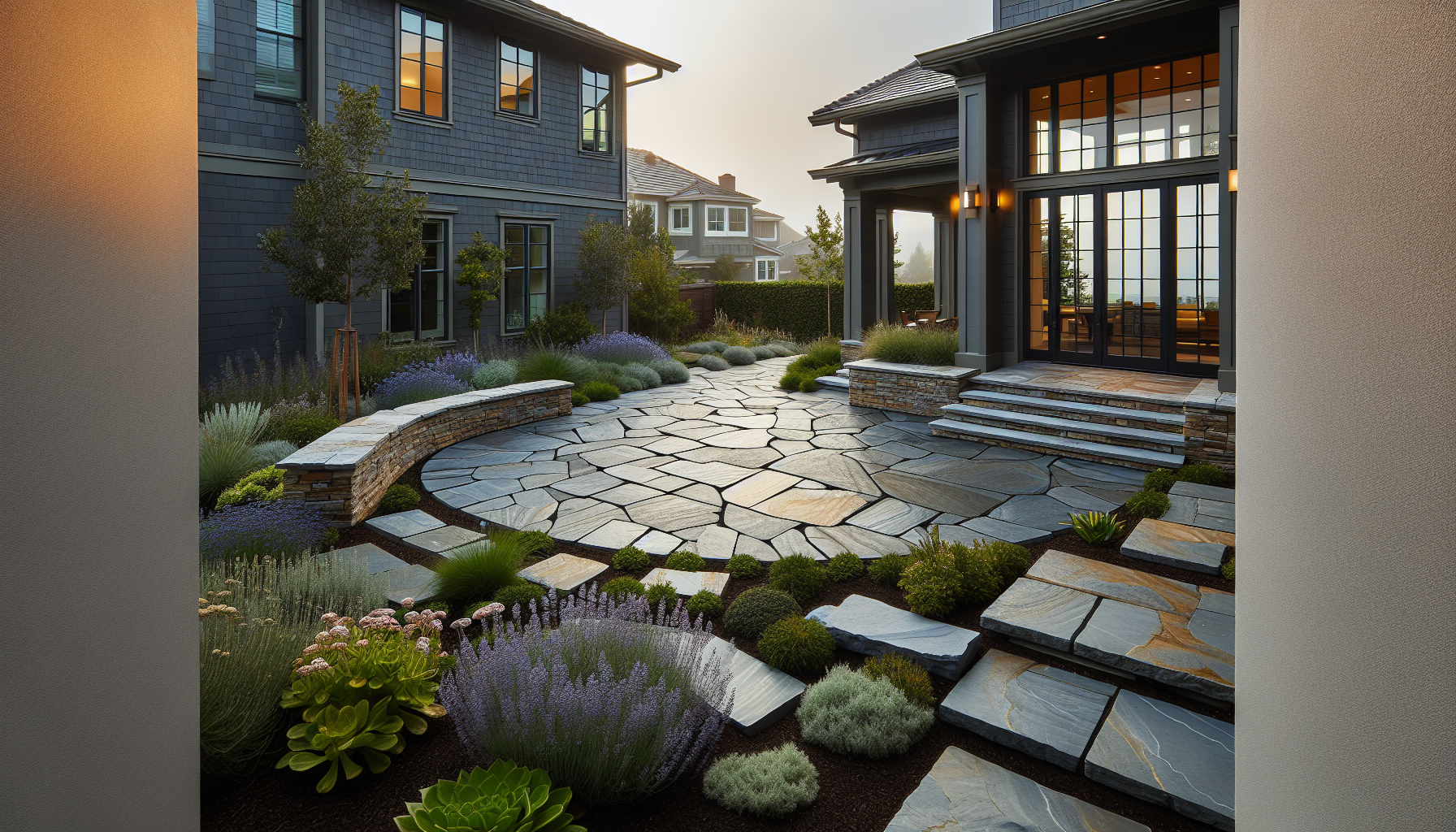 Pennsylvania bluestone patio with natural variations