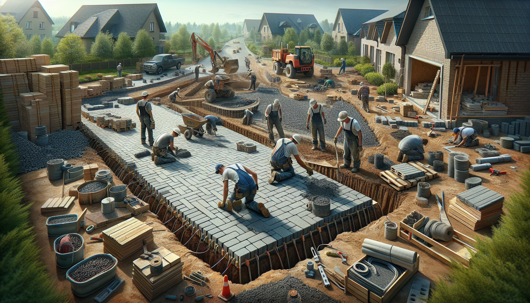 Professional paver installation showing precise placement and detail