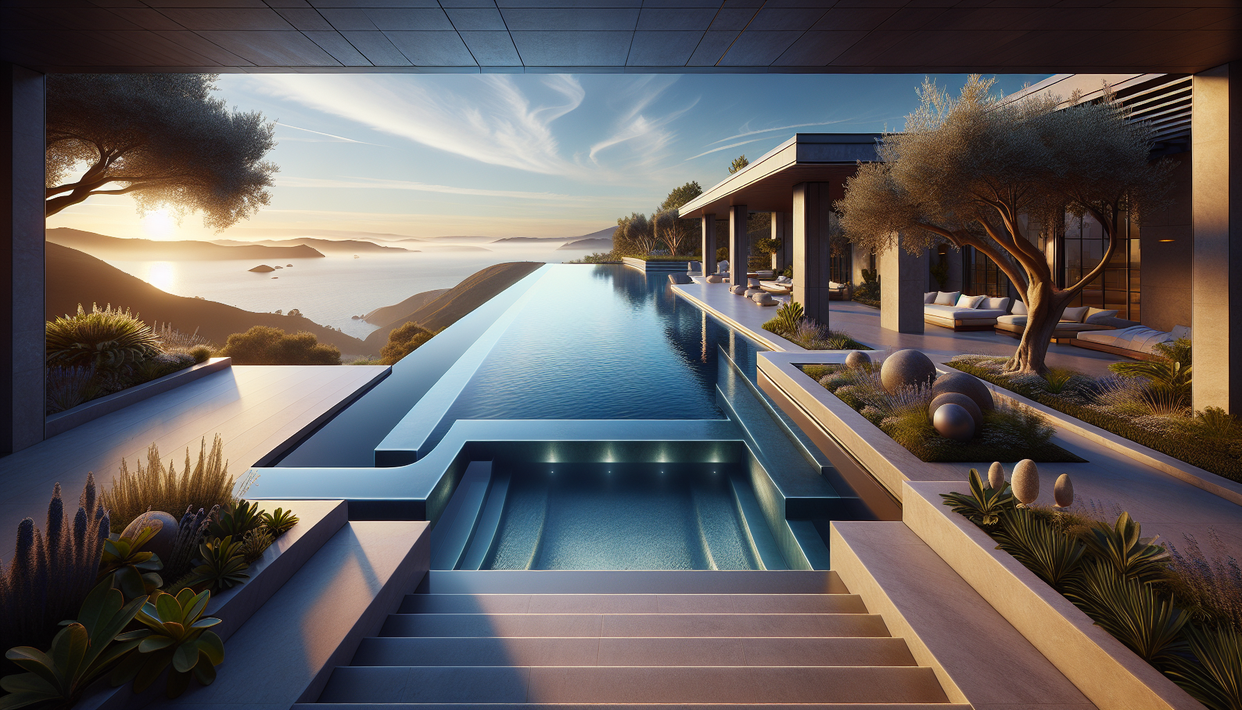 Infinity edge pool overlooking San Francisco Bay