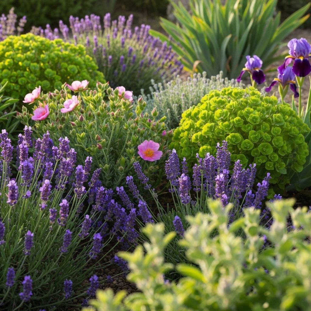 Spring Mediterranean garden in bloom