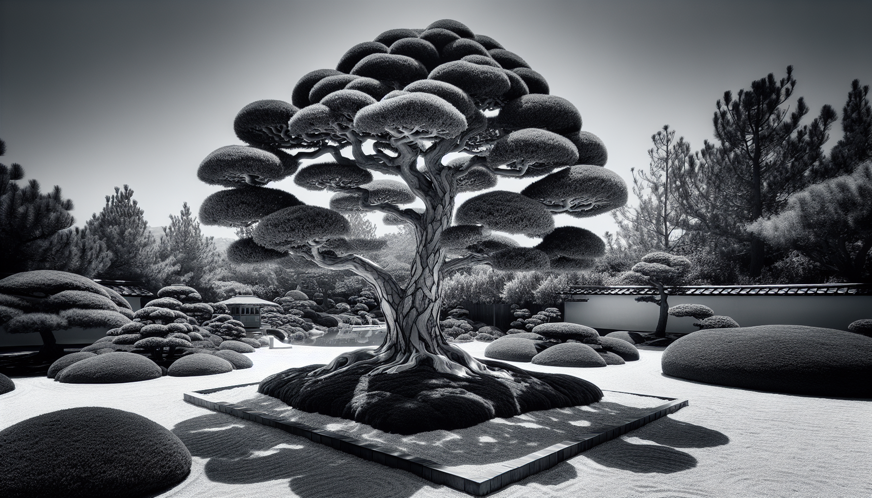 Cloud-pruned pine tree
